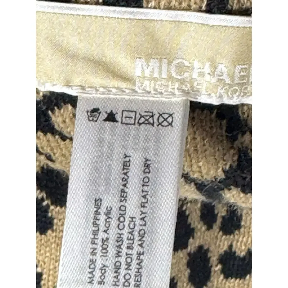 Michael Kors Womens Animal Print Knit Scarf OS‎ Infinity Loop Black Tan Winter